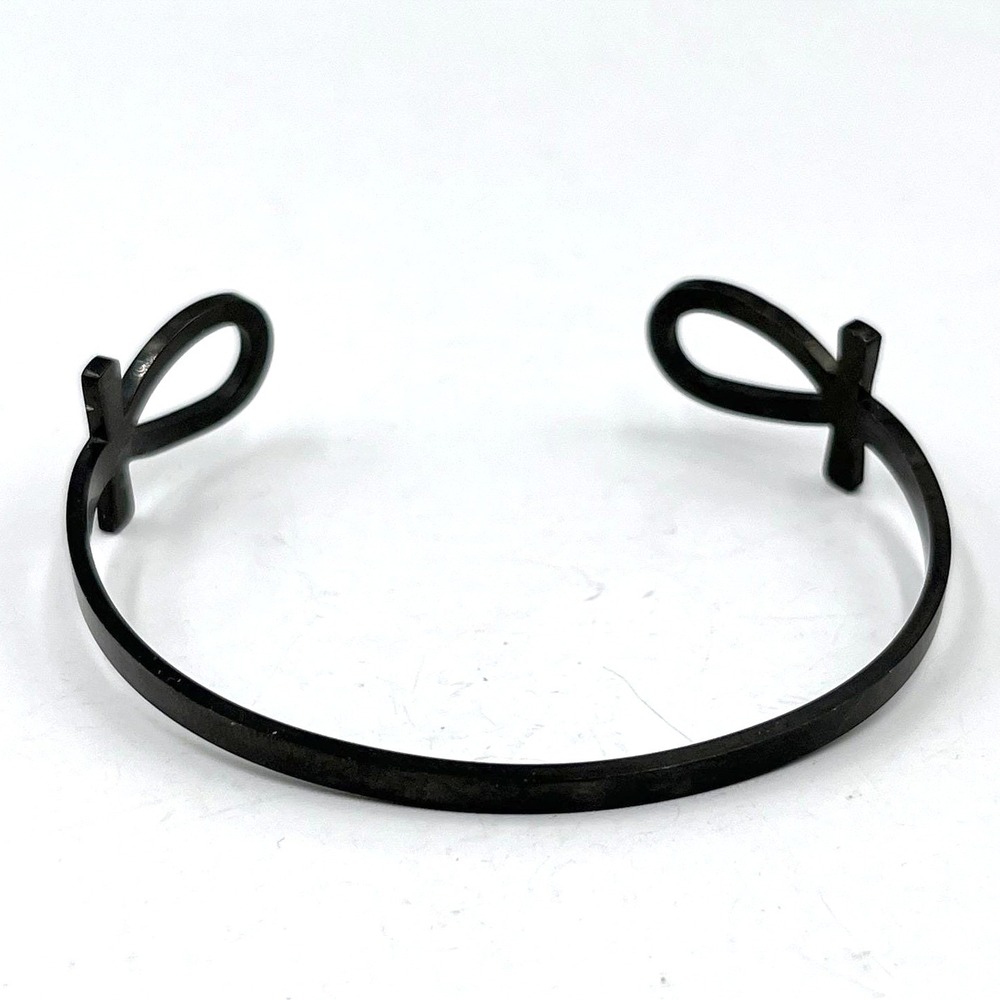Vintage Cuff Bracelet Vintage Black Matte Ankh Cross Egyptian Symbol Key Of Life